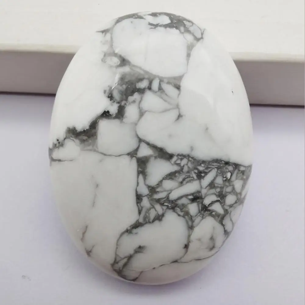 Овальный Кабошон из белого камня Howlite размер 40x30 мм бижутерия 1 шт. H102 | Украшения и