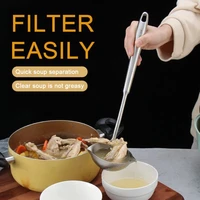 oil separator spoon stainless steel spoon oil filter oil soup filter device skimmer long spoon for hot pot cooking 1 pc