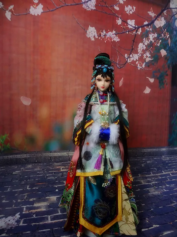32cm Collectible Chinese Dolls Vintage Qing Dynasty Girl Doll Traditional Oriental Toys Christmas Birthday Gifts