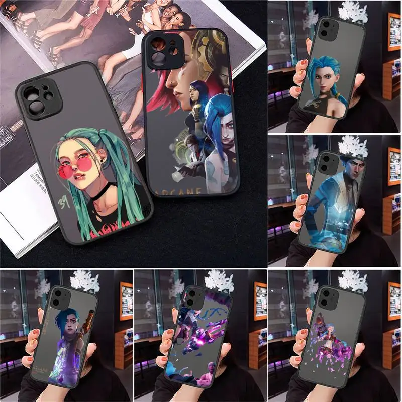 

Arcane jinx Phone Case For iPhone 13 12 11 Mini Pro XR XS Max 7 8 Plus X Matte transparent Back Cover