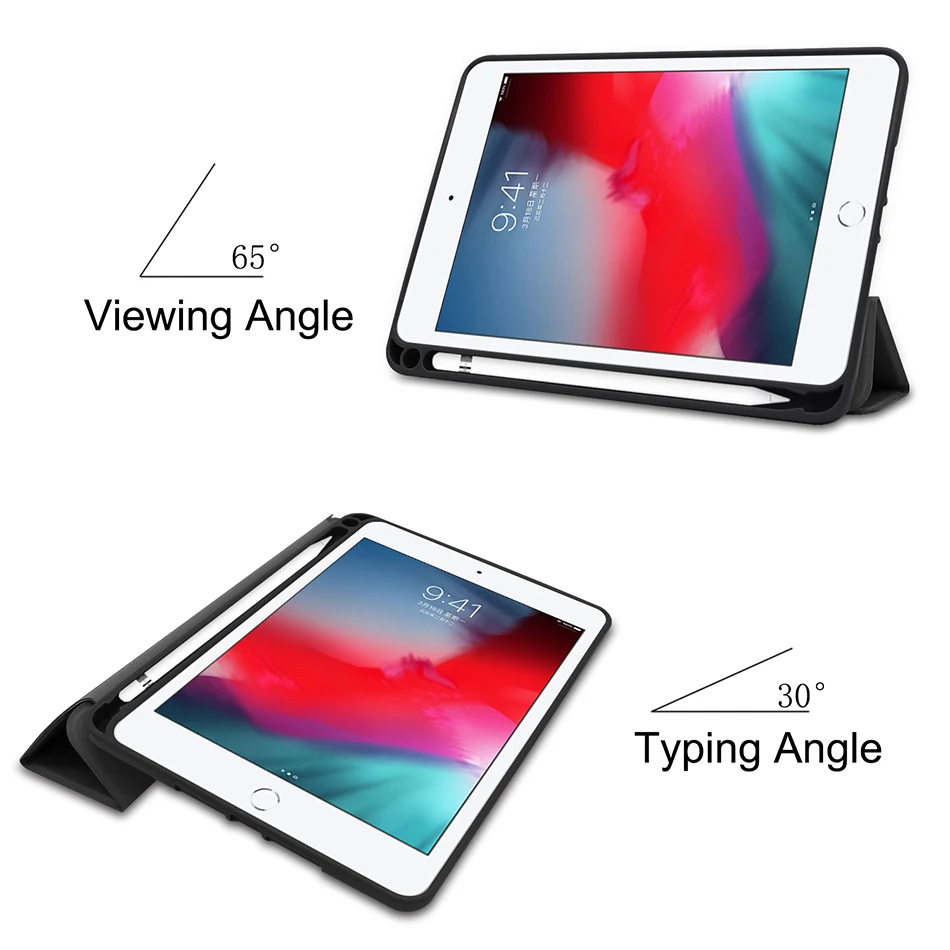 Sanmubaba Marble Texture Case For iPad mini 5 2019 4 7.9'' TPU Soft Back PU Leather Smart Tablet Cover With Pencil Holder |