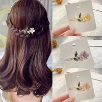 misananryne frog buckle metal hair clip dripping oil flower hairpin korean style side clip hair claw female floral barrettes