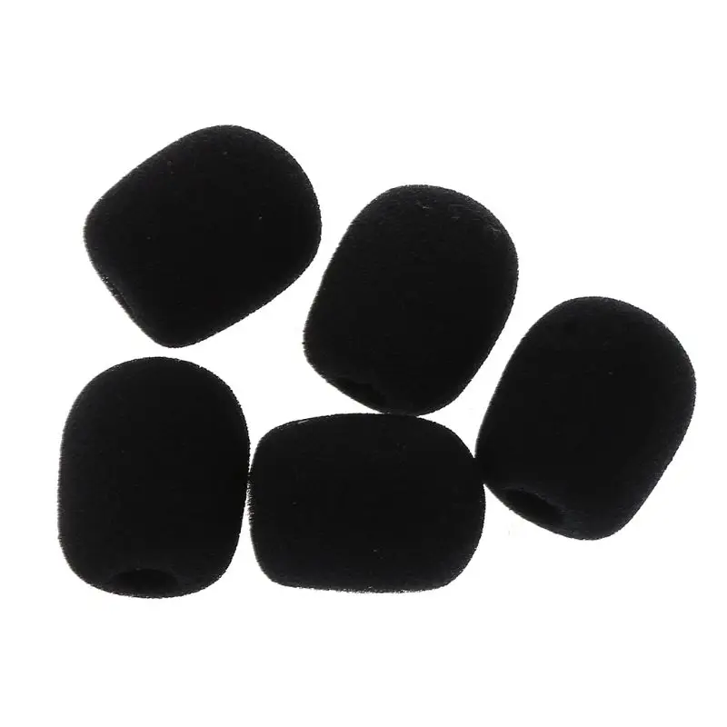 5PCS Black Microphone Headset Foam Sponge Windscreen Mic Cover 2 Sizes