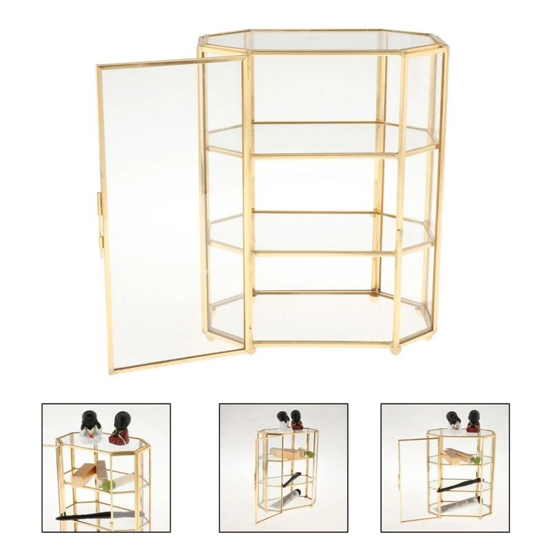 

3-Tier Jewelry Box Glass Makeup Organizer Jewelry Box Multifunction Display Case for Dressing Table Decoration Storage