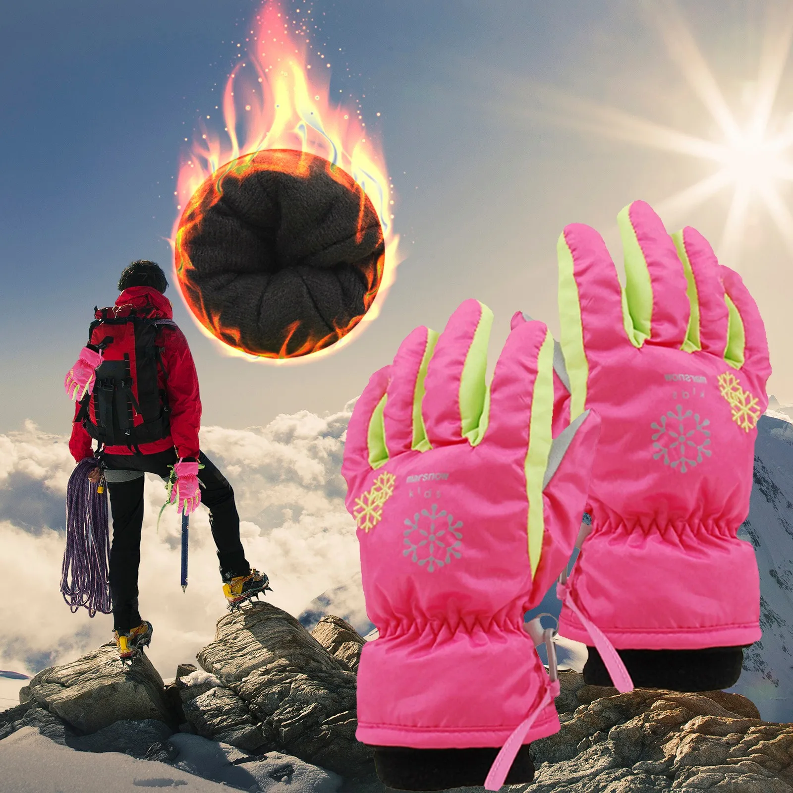 

Wind Proof Quality Waterproof Children's Ski Warm Gloves Waterproof Exercise Sport Guantes