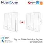 Умный выключатель MoesHouse Tuya ZigBee светильник выключатель с сценой, без нейтрального провода, конденсатор не требуется, работает с Alexa Google Home