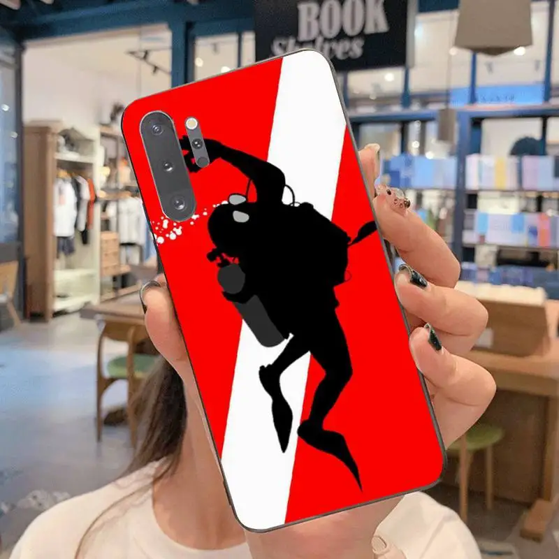 Чехол для телефона Diver Down Scuba Flag черный мягкий чехол Samsung Note 7 8 9 10 pro Galaxy J7 J8 J6 Plus 2018