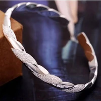 meyrroyu silver color 2021 new trendy frosted glossy twist opening bangle female shiny beauriful adjustable wedding jewelry