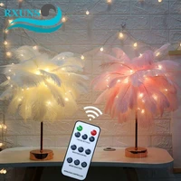 novelty feather night light fairy remote led tree lamp batteryusb powered for home living room bedroom party wedding decorative