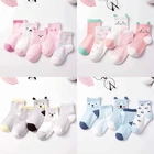 Носки для новорожденных 0-3 лет, 5 парлот, милые мягкие носки из 100% хлопка с мультяшным рисунком, удобные сетчатые аксессуары для детской одежды для девочек
