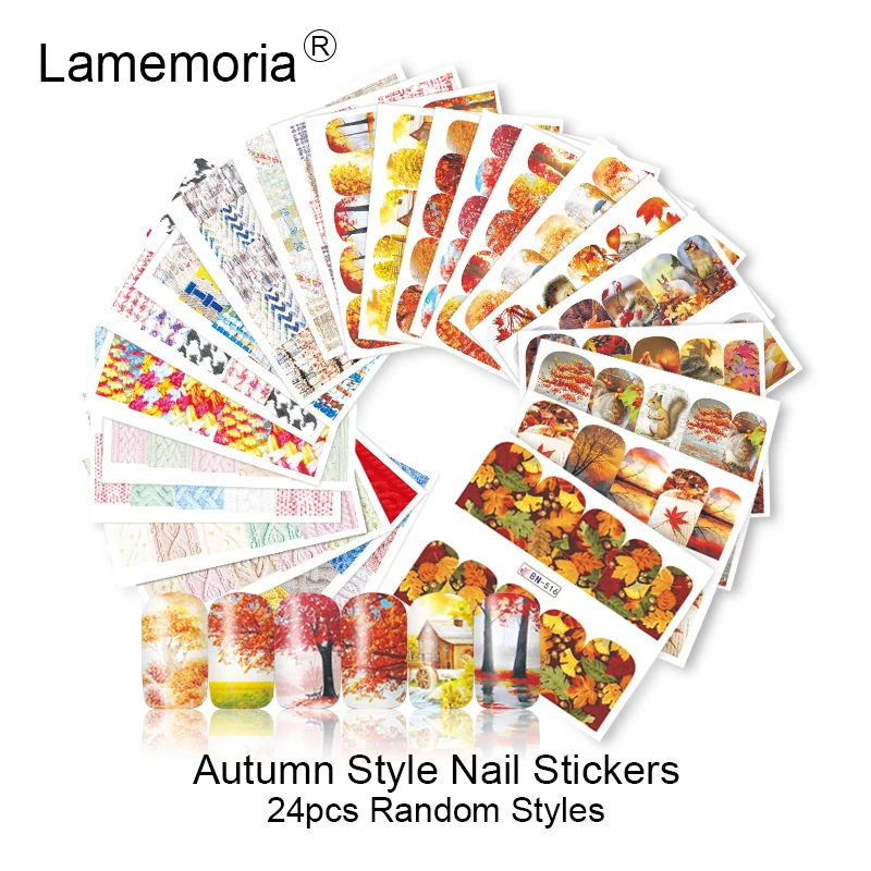 24 шт./компл. Набор наклеек для ногтевого дизайна в стиле Хэллоуин цветок Череп