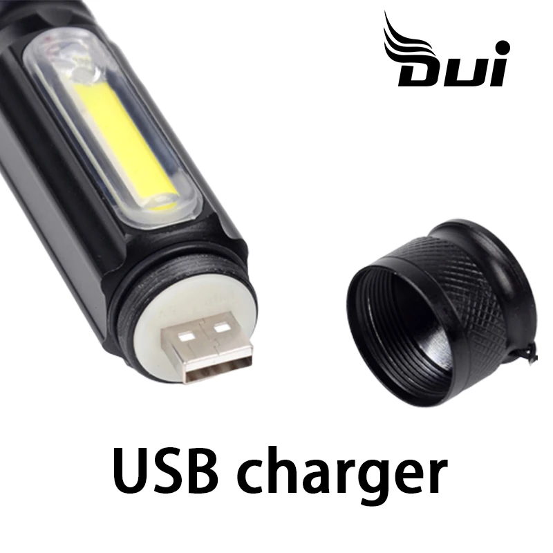 DUI XML T6 + COB Многофункциональный USB Перезаряжаемый флэш-светильник фонарь рабочее