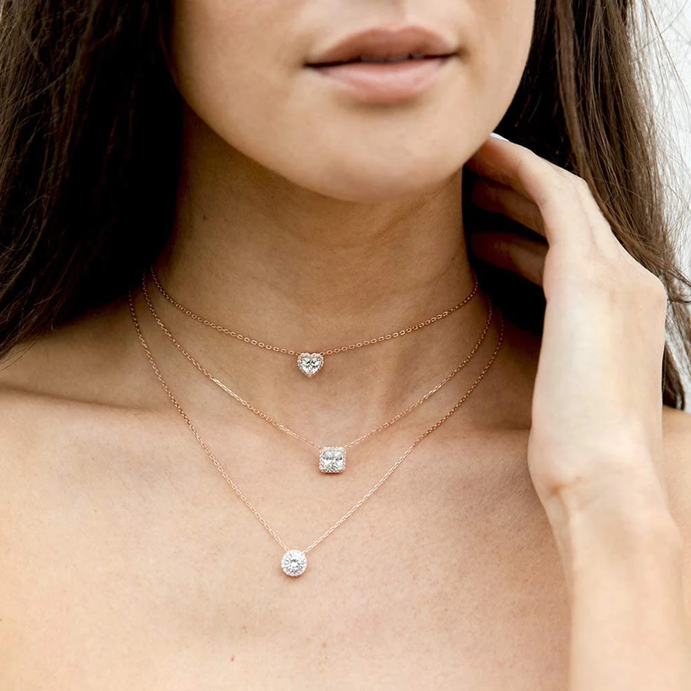 ZHOUYANG Подвеска Ожерелье для женщин кубический цирконий розовое золото цвет шеи