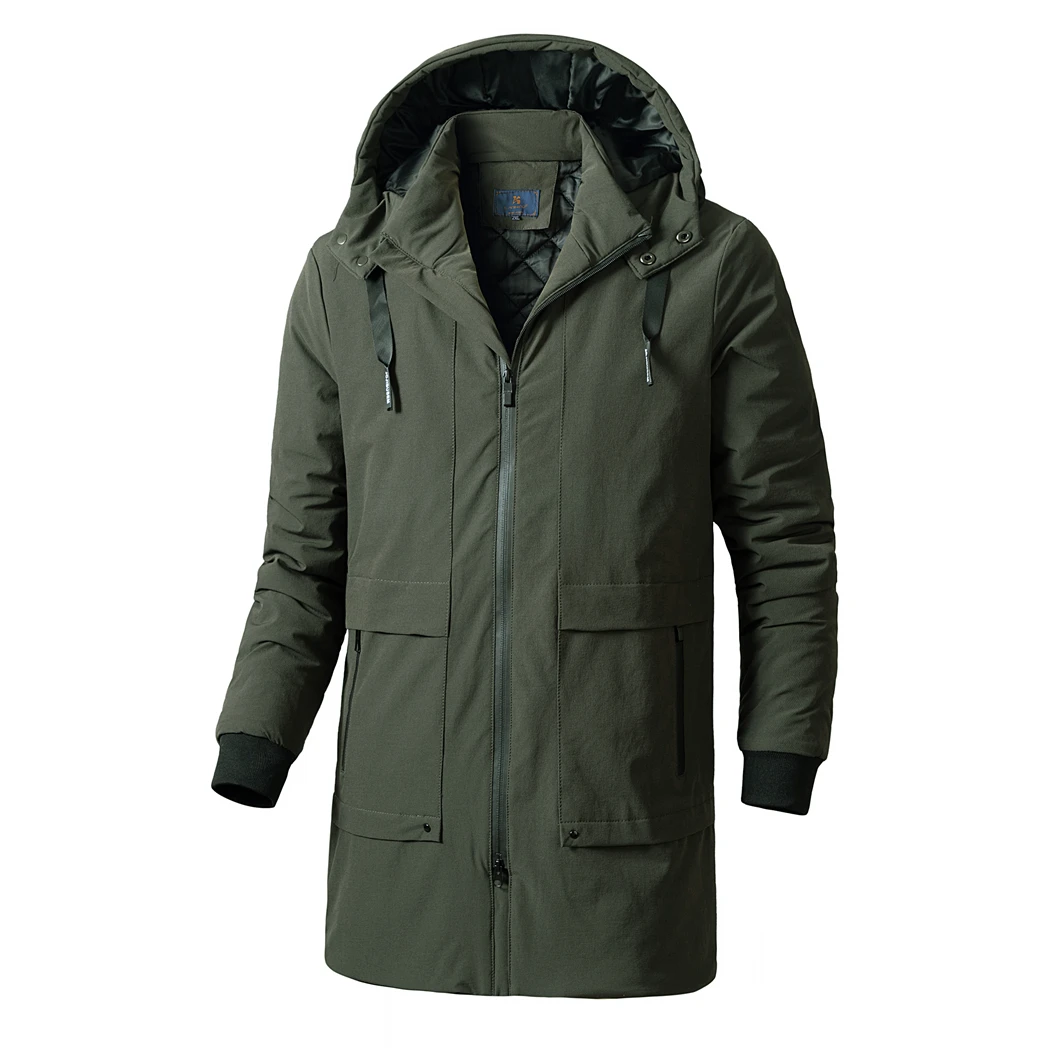 Men 2021 Winter New Plus Long Warm Thick Windproof Parkas Jacket Coat Men Autumn Outwear Outfits Classic Hood Pocket Parka Men
