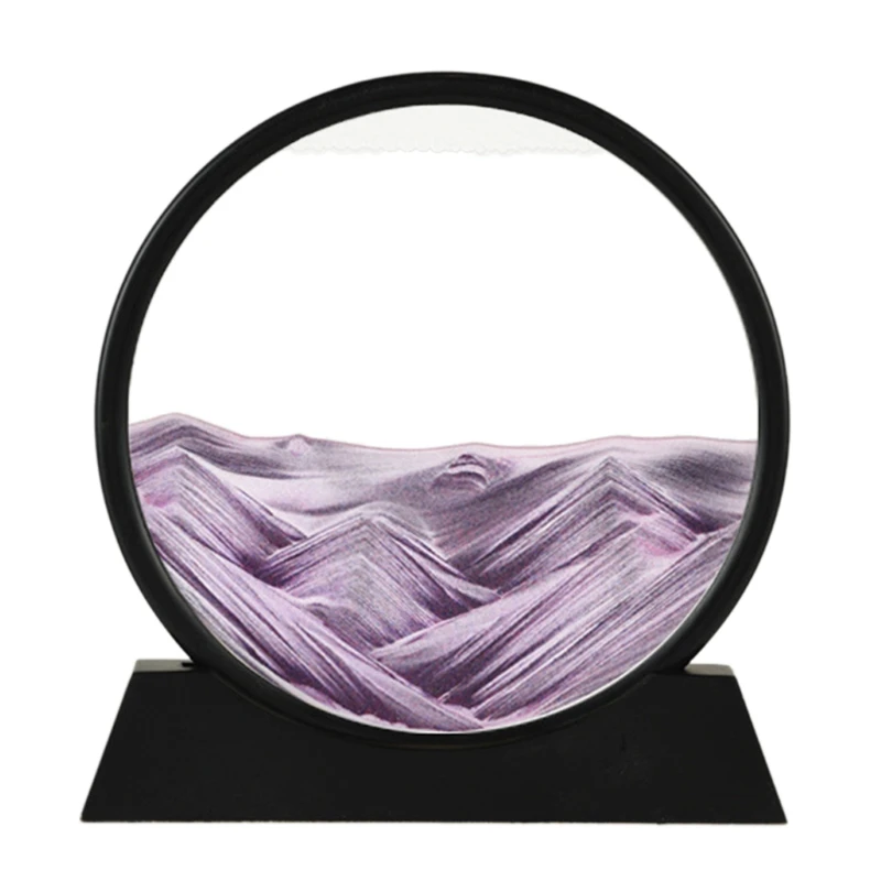 

12" Moving Sand Art Picture Round Glass 3D Deep Sea Sandscape in Motion Display Flowing Sand Frame Round Glass Grit Photo Hourgl