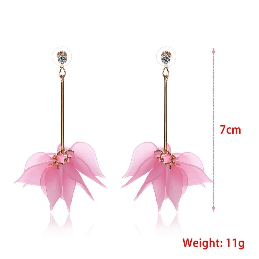 NPKDS Women Elegant White Ear Stud Crystal Flower Drop Long Dangle Earrings Jewelry | Украшения и аксессуары