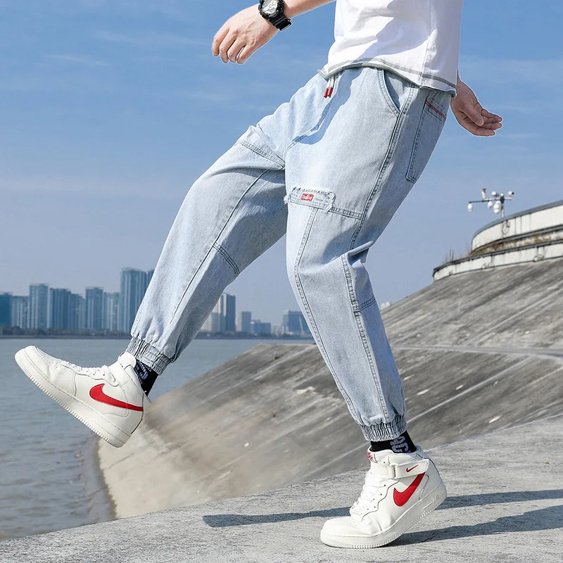 2021 New Streetwear Hip Hop Cargo Pants Men's jeans Cargo Pants Elastic Korean Fashions Harem Pants Casual Sweatpants Men Jogger
