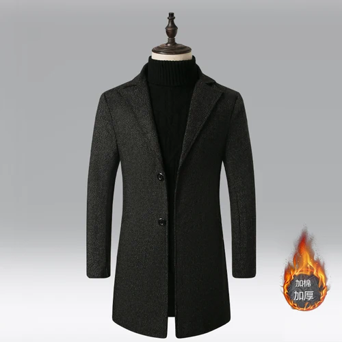 

Winter Wool Jacket Men's High-quality Wool Coat Casual Slim Collar Wool Coat Men's Long Cotton Collar Men Trench Coat 2021