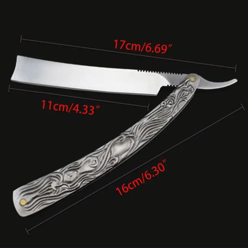 Винтажная классическая мужская бритва с прямыми лезвиями стальная тисненая