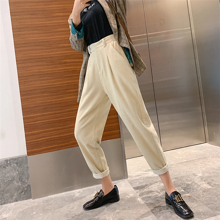 Женские вельветовые брюки Mozuleva повседневные до щиколотки с высокой талией в