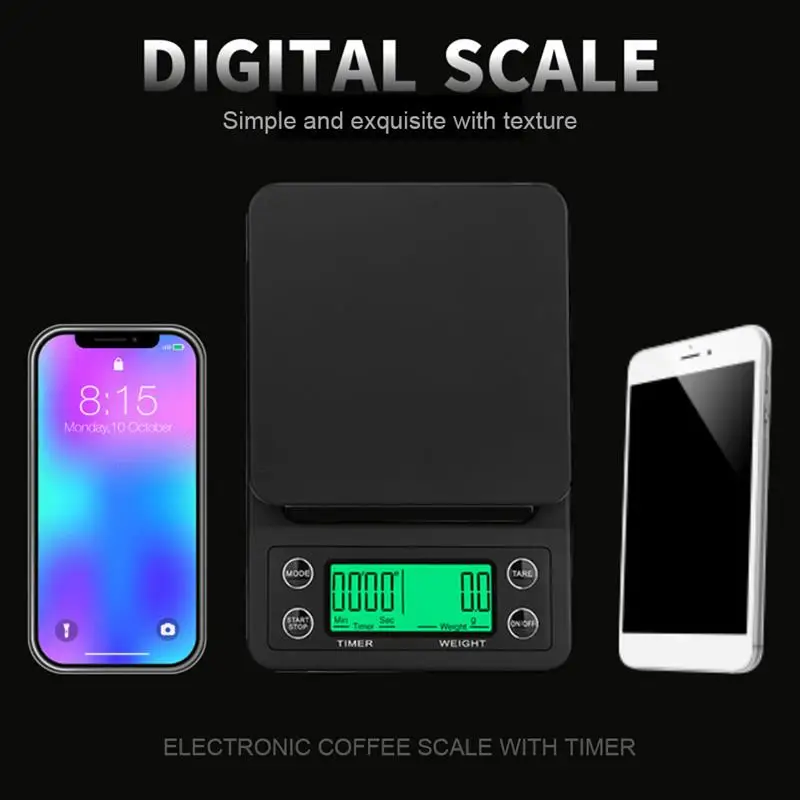 

3kg/0.1g 5kg/0.1g Drip Coffee Scale With Timer Portable Electronic Digital Kitchen Scale High Precision LCD Electronic Scales