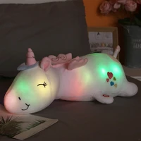 60cm cute glowing led light unicorn plush toys lovely luminous animal unicorn pillow stuffed dolls for children kids xmas gifts