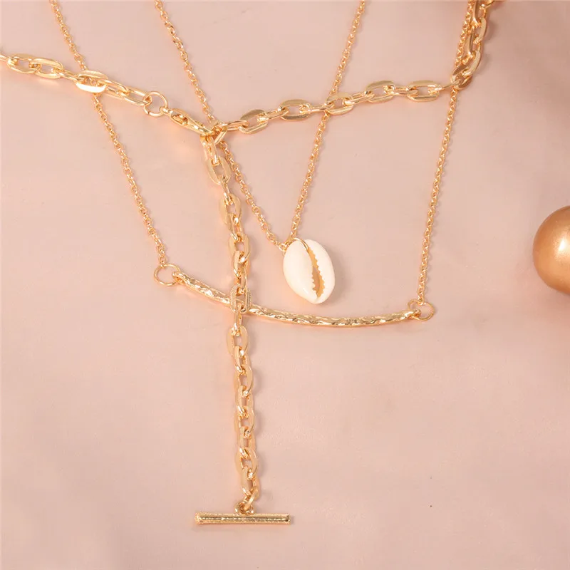 Trendy Punk Natural Shell Choker Necklace Woman Girl Vintage Multi layer Statement Boho Pendants Necklaces Gold Jewelry 2019 New | Украшения