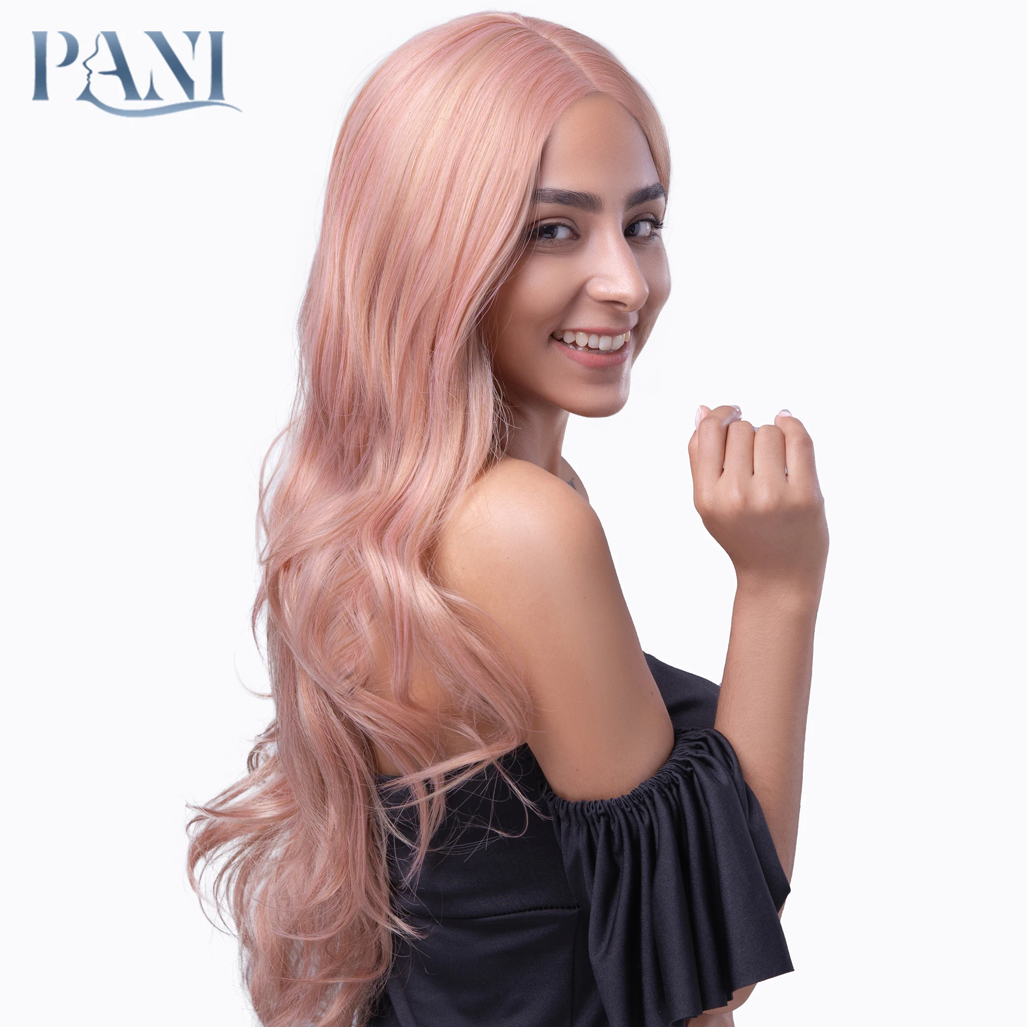 PANI Fantasy розовые парики длинные глубокие волнистые синтетические для женщин парик