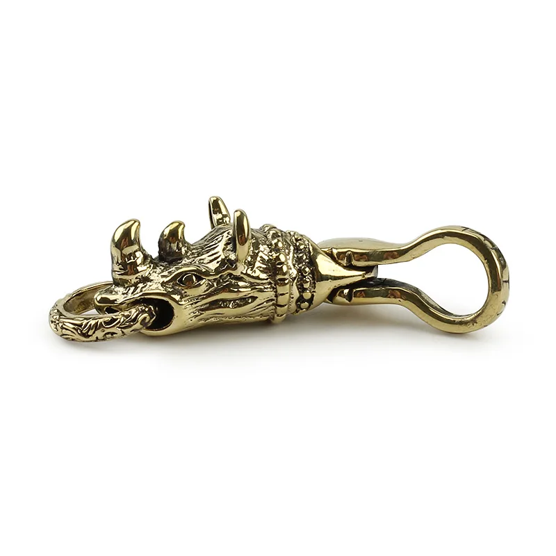 Латунный брелок с изображением носорога DIY EDC Rhinoceros брелок для ключей Медный кулон для животных открытый инструмент
