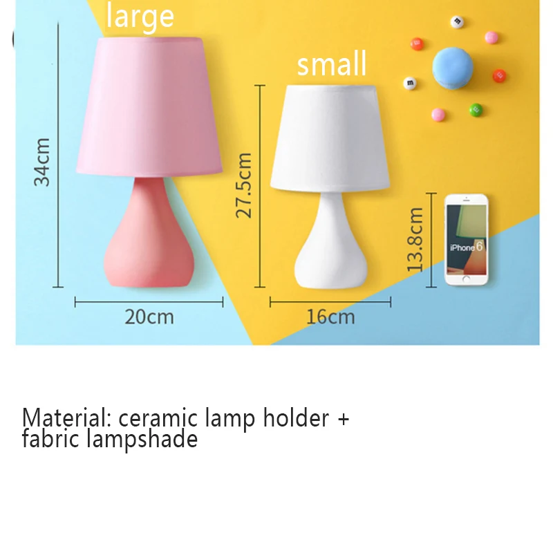 

Nordic Ceramic LED Table Lamp For The Bedroom Home Deco colour Table Light Fixture Bedside Study Living Room Fabric LampShade