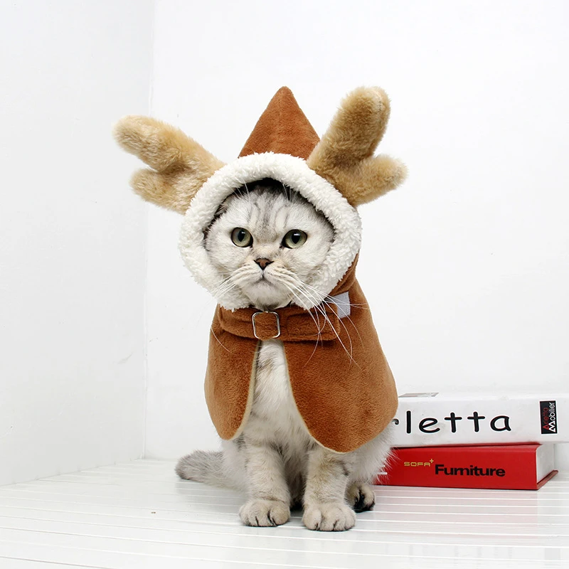 Зимняя собака рождественские костюмы на Хэллоуин для домашних животных накидка