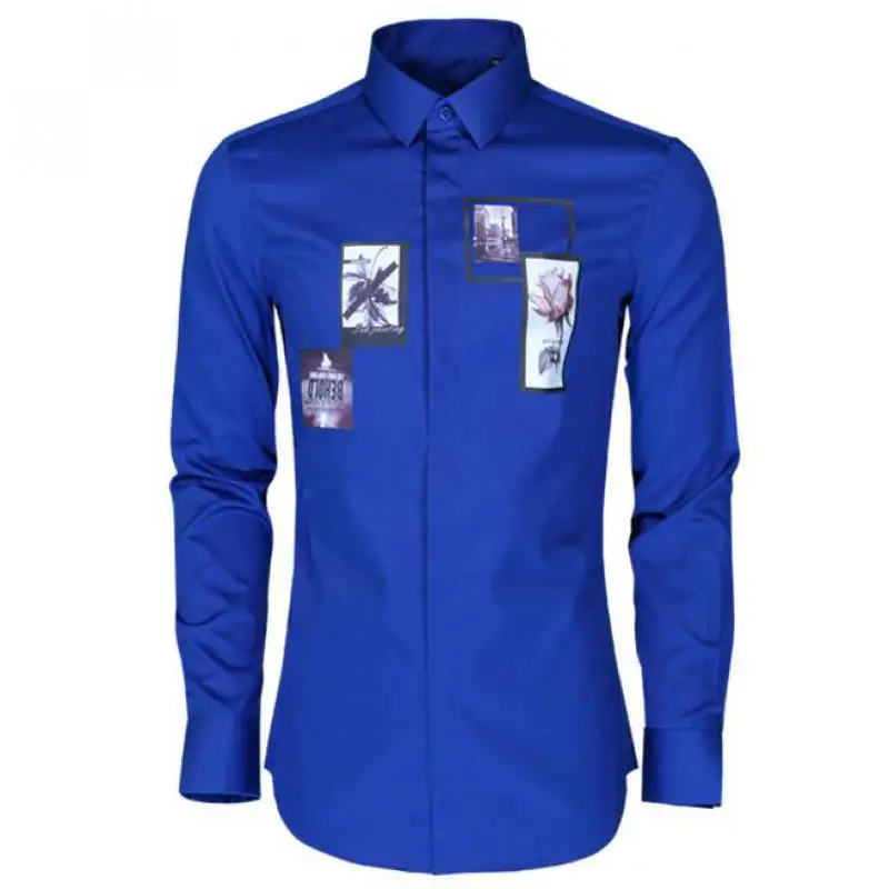 

Luxury Men Shirt Fashion New Color Painting Printed Long Sleeve Man Shirts Plus Size 3xl 4xl Slim Fit Mens Dress Shirt