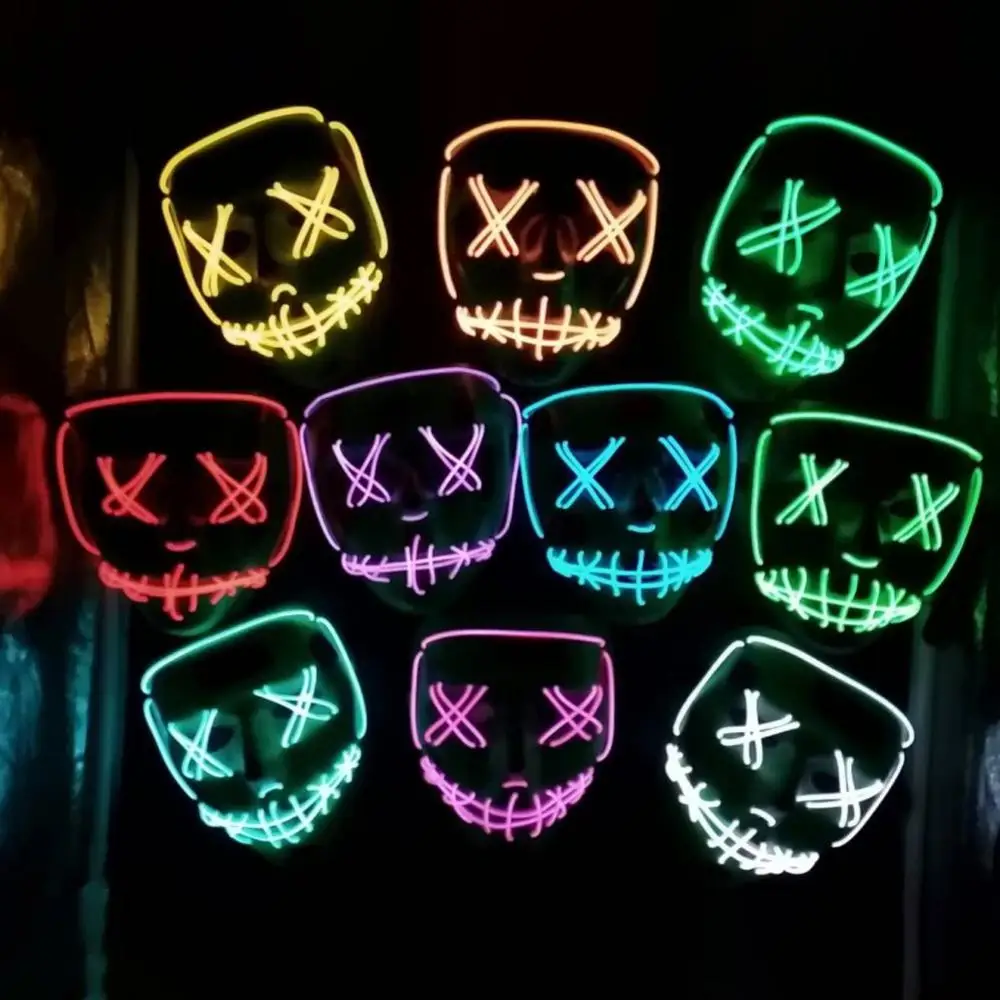 

44 Color LED Halloween Mask Purge Masks Election Mascara Costume DJ halloween party Light Up Masks scary halloween mask