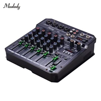 muslady t6 portable 6 channel sound card mixing console audio mixer built in 16 dsp 48v phantom power supports bt connection mp3