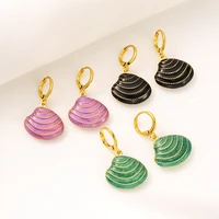 gold seashell earrings dangle for girl seaside beach shell fashion huggie jewelry conch shell drop earrings arcoiris