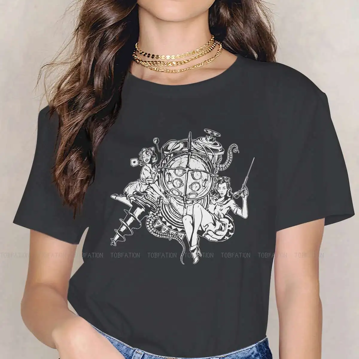 

BioGraffiti Hip Hop TShirt BioShock Jack Rapture EVE ADAM 2K Games Printing Tops Casual T Shirt Short Sleeve Special 5XL