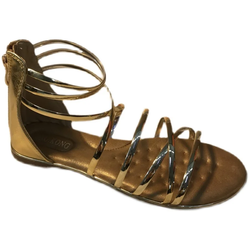 

Fashion Womens Shoes 2021 All-Match Roman Sandals Open Toe Summer Heels Suit Female Beige Luxury Gladiator Spring Flat Leather B