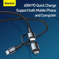 baseus 2in1 60w type c usb cable quick charge support notebook charger usb cable data wire transmission fast charging usb cable