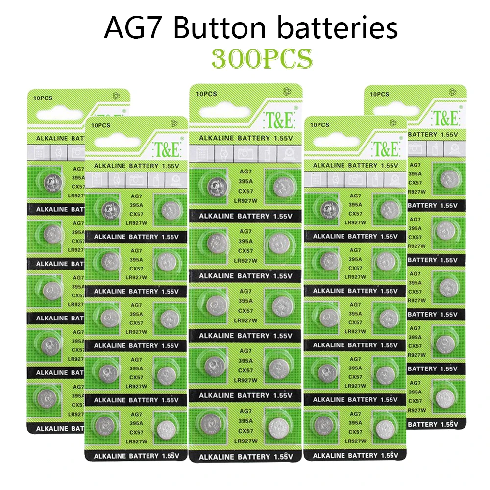 

AG7 ButtonBatteries AlkalineBattery1.5V 300pcs 42mAh GR927 395A For LR927 LR57 SR927W 399 Watch Electronic Toy Remote Cell Coin