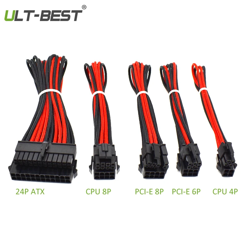 ATX 24Pin CUP 8Pin PCI E 8P (6 + 2) PCIE 6Pin cpu 4Pin источник питания M/F УДЛИНИТЕЛЬ красный черный
