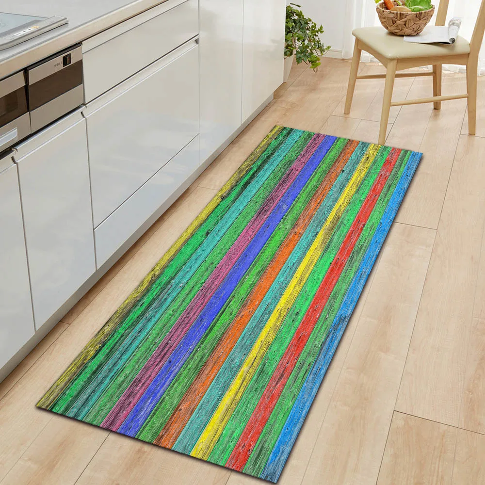 Горячая Стиль современные древесины Кухня Дверной Коврик Non-Slip прямоугольный