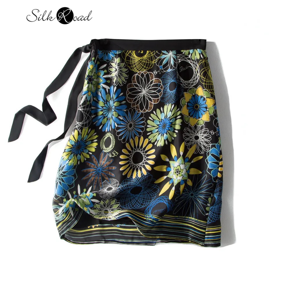 Шелковая юбка с цветочным принтом в стиле ретро Silviye Женская трапеция из