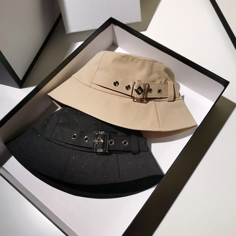 Fibonacci Fashion Bucket Hats For Women Spring Summer Sun Hat  Korean Version Shiny Casual Hat Tide Brand Basin Cap Black Beige