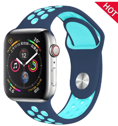 23 Band for Apple Watch 5 4 3 2 1 42MM 38MM soft Breathable strap Silicone Sports bands for Nike+ Iwatch series 5 4 3 40mm 44mm - Цвет ремешка: 23
