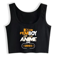 crop top women yaoi anime femboy aesthetic y2k harajuku gothic gym korean tank top sexy blouse female clothes top mujer verano