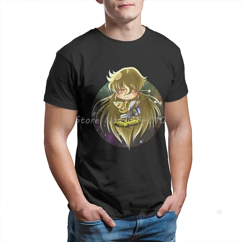 

Saint Seiya Manga Cartoon Chibi Virgo Shaka Men Tshirt Comfort Graphic Clothes Oversize Design Cotton Harajuku T Shirt
