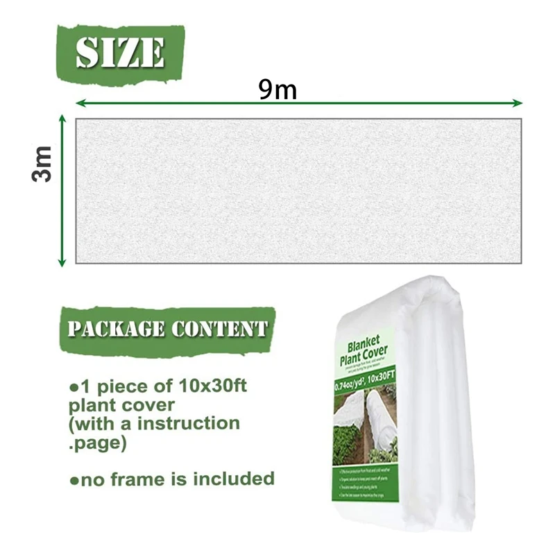 

Practical 9M Plant Cover Frost Protection Garden Fabric Plant Cover Suitable for Winter Plants Frost Sunsn Dustproof