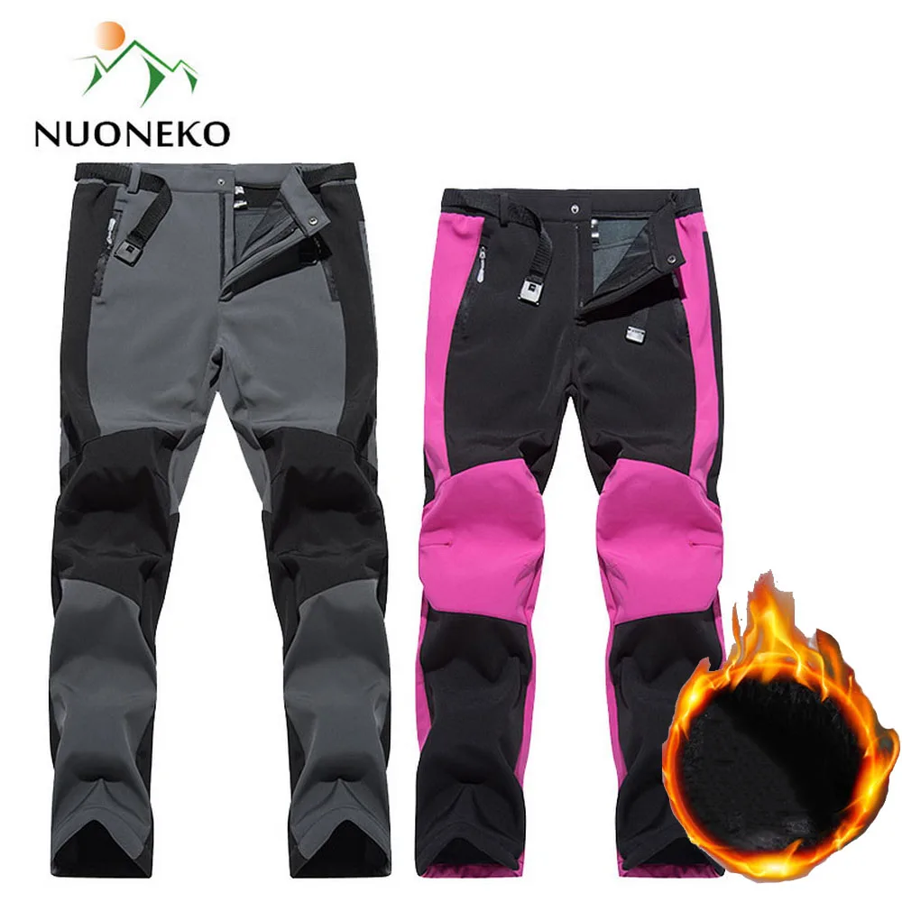 NUONEKO уличные походные брюки из мягкой кожи женские мужские зимние теплые