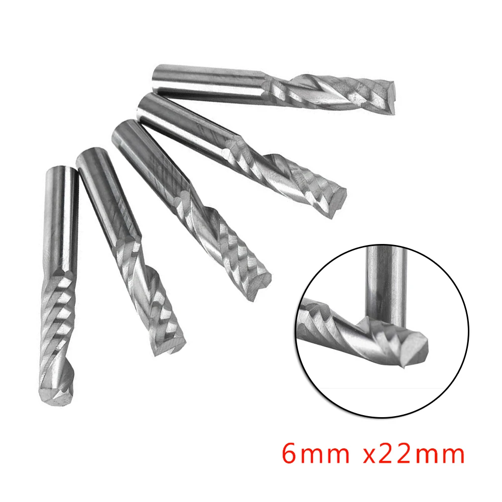 

Cutters End Mill End Mills For Cutting Acrylic PVC MDF Silver 5pcs 6mm X 22mm Router Bits