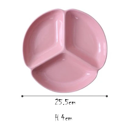 plate-10 inch pink Японский разделенный поднос разделенная тарелка для завтрака для обеда ужина Heatable керамическая тарелка для домашнего отеля ресторана шуол - Цвет: plate-10 inch pink